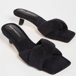 🖤 NIB! Good American Terry Low Kickstand Heel Slides